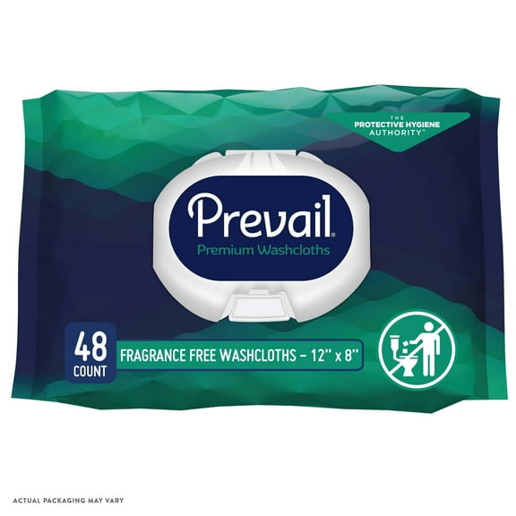 Prevail Adult Washcloths: Fragrance Free Soft Pack, 12 Packs of 48 (576 Count)