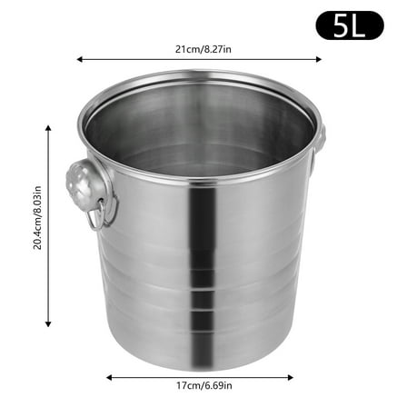 5L Stainless Steel Beverage Tubs Large Ice Bucket Drink Buckets for Parties Wedding