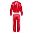 thumbnail image 2 of TiaoBug Girls Boys Shiny Hip Hop Street Dance Outfits Metallic Zipper Bomber Jacket And Pants Sports Tracksuit Red-B 14, 2 of 3