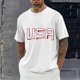 thumbnail image 1 of Tops para hombre, blusas y camisas de cuello redondo y manga corta para hombre, blusas casuales de moda con cuello redondo y estampado para hombre, blusas de poliéster para hombre., 1 of 5
