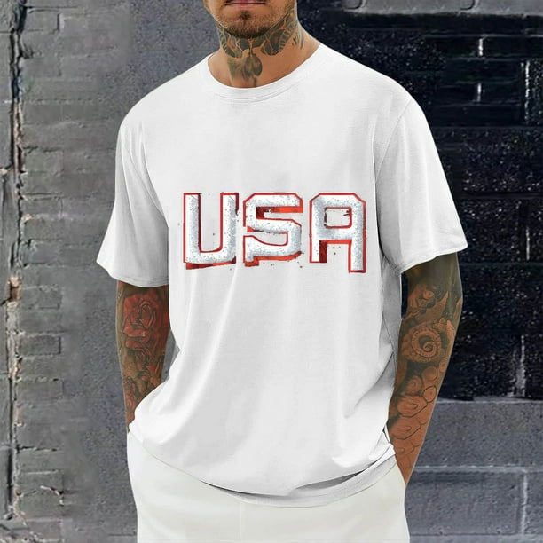 Tops para hombre, blusas y camisas de cuello redondo y manga corta para hombre, blusas casuales de moda con cuello redondo y estampado para hombre, blusas de poliéster para hombre.