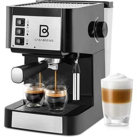 

Casabrews Espresso Coffee Machine with Milk Frother Wand and Detachable Water Tank for Barista Use and Cafe Products Black/Silver