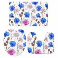 thumbnail image 2 of Spring Vintage Flowers Bathroom Rugs Set Blue Pink Daisy Watercolor Non Slip Absorbent Soft Bath Mats 3 Piece Set with Bathroom Rug, U-Shaped Floor Mat, Toilet Seat Cover Large Size, 2 of 9