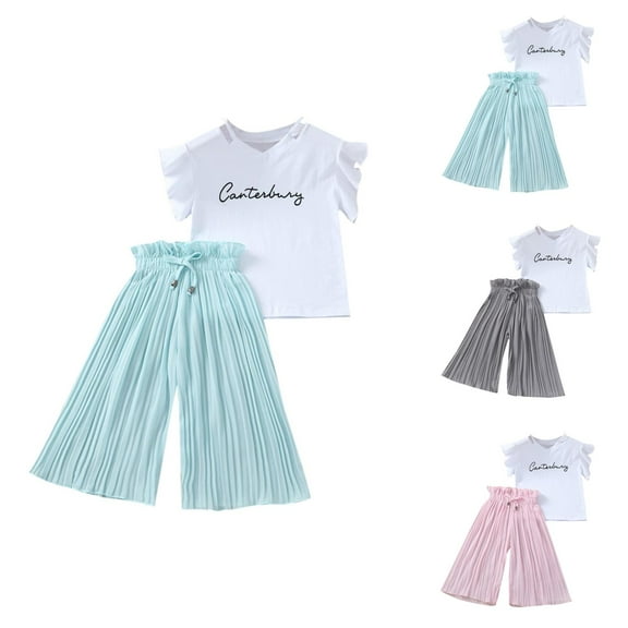 Girl Outfits Girls Clothing Sets Outfits Tops Ruffle Pants Kids Shirt T Loose Children Girls Baby Letter Girls Outfits&Set