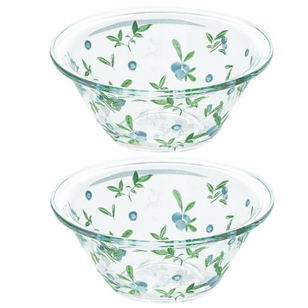 

2Pcs Glass Salad Bowl Practical Fruits Dessert Bowl Kitchen Bowl Noodle Bowl