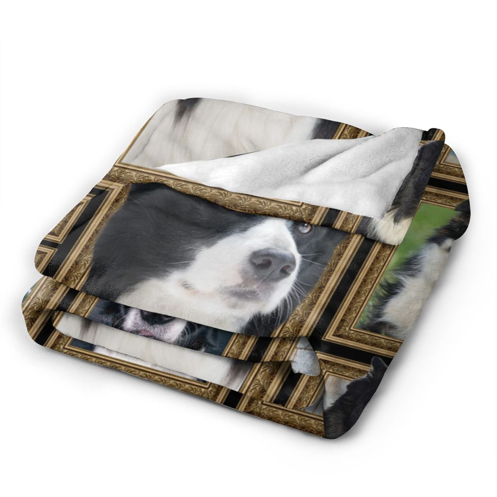 Wijzvio Border Collie Dog Throw Blanket Soft Fuzzy Fleece Blanket For Couch Bed Living Room Decoration 60"X50"