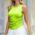 thumbnail image 2 of UYISJ Women's Summer Tank Tops Crew Neck Sleeveless Shirts Ruched Side Tshirts Ribbed Camisole Casual Solid Color Blouses Green S, 2 of 8