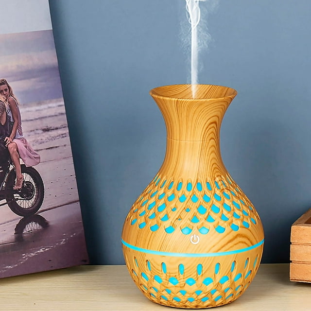 Hollow Wood Grain Lighting Desktop Small Humidifier Aromatherapy For Home And Office Use