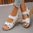 thumbnail image 3 of Rokment Women's Orthopedic Wedge Walking Sandals Beach Comfortable Arch Support Platform Mid Heels Non Slip Work Summer Shoes for Woman with Adjustable Straps White Size 8.5, 3 of 6