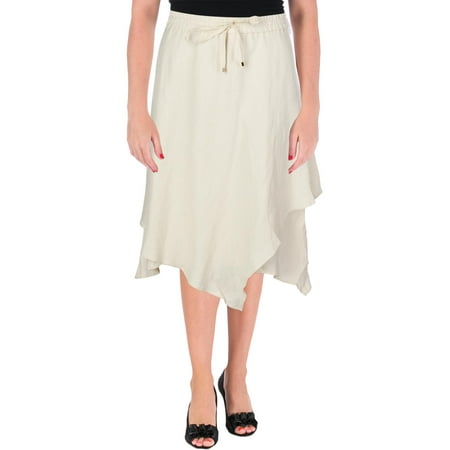 Lauren Ralph Lauren Womens Oquendo Linen Blend Layered Tiered Skirt