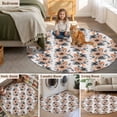 thumbnail image 5 of Orange Floral Round Area Rug 8Ft Washable Large Circle Rugs for Living Room Dorm, Abstract Watercolor Flower Leaf Plant Non-Slip Carpet Floor Mats Indoor Outdoor Carpet Runner Aesthetic Home Decor, 5 of 8