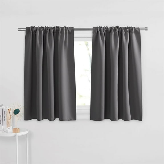 Half Window Curtains,Tutuviw W29 x L36in Short Length Curtains,Blackout Short Curtain Panels for Bedroom,Energy Saving Privacy Shade,Kitchen Short Rod Pocket Valances Thermal Insulated Drapes(Grey)
