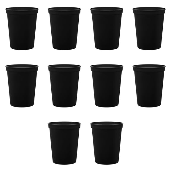Reusable Plastic Cups 16 oz Set of 10, Bulk Pack - Perfect for Birthdays, Weddings, Parties - Black