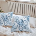 thumbnail image 6 of Throw Pillow Covers 18x18 Inch Set of 2, Blue Octopus Waterproof Outdoor Pillow Covers, Summer Watercolor Ocean Coral Decorative Cushion Pillowcases for Couch, Sofa, Bed, Garden, Patio, 6 of 9