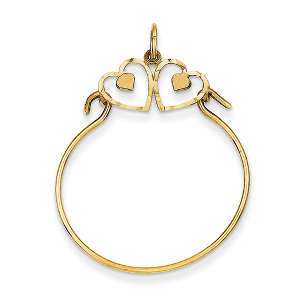 Black Bow Jewelry Company - 14k Yellow Gold Double Heart Charm Holder Pendant - Walmart.com ...