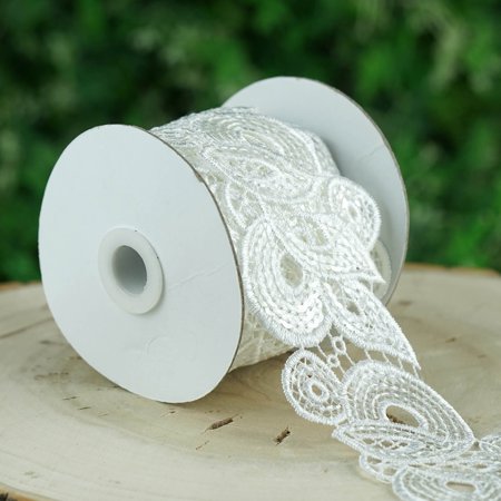 Efavormart Baroque Clear Sequined Crocheted Heavy Lace Ribbon Trim 2.75
