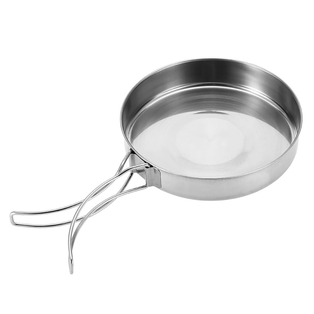 Portable Cookware Set Stainless Steel Camping Picnic Outdoor Pan Pot Plate Tableware 4Pcs 