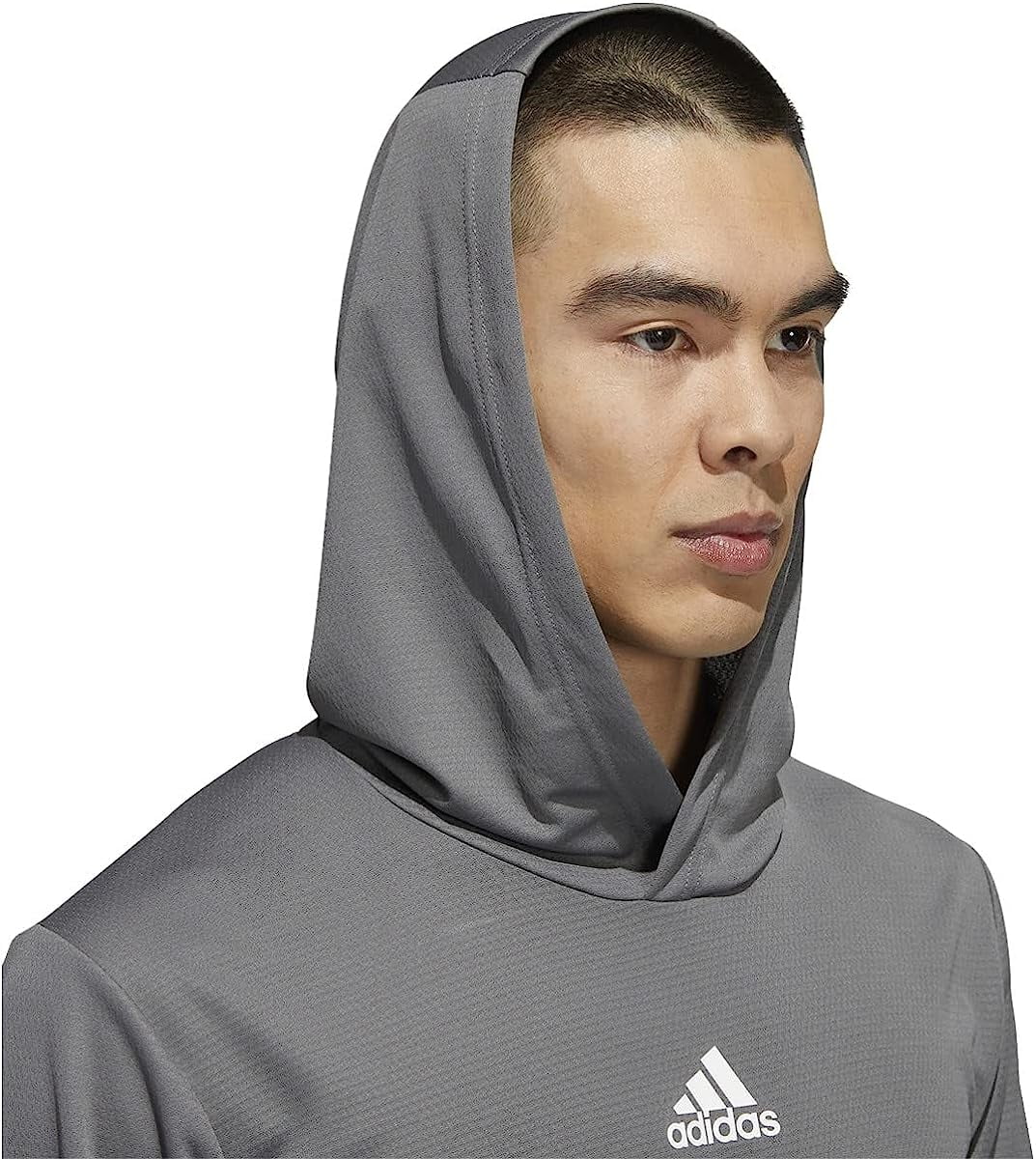 HI5116 Adidas Stadium Heat.Rdy Mens Longsleeve Hoodie Grey/White M