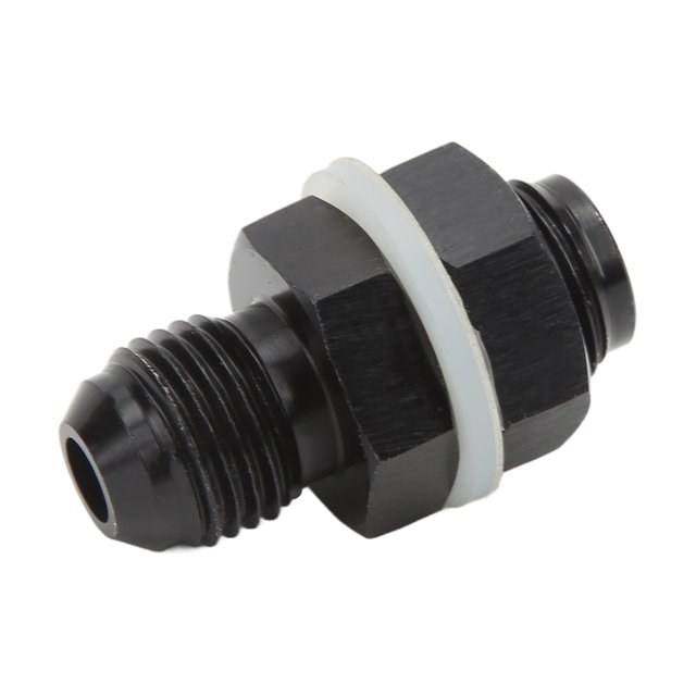 Fuel Cell Fitting ,Fuel Cell Bulkhead Fitting With PTFE Washer Black Anodized 6061T6 Aluminum Alloy Connector Adapter Suitable For Most Fluid