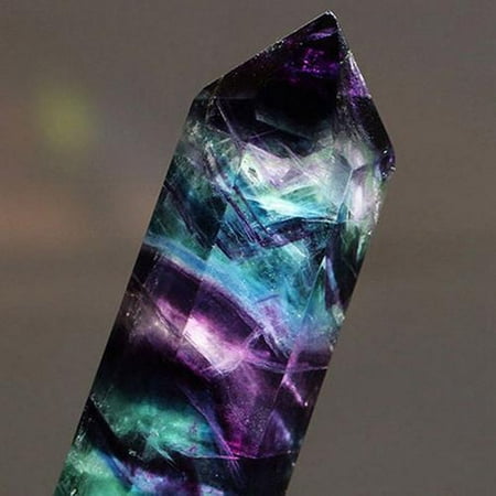 Channeling Quartz Crystal 100% Natural Fluorite Quartz Crystal Stone Colorful Striped Fluorite 4.5-6.5CM Crystal Treatment Stone ()