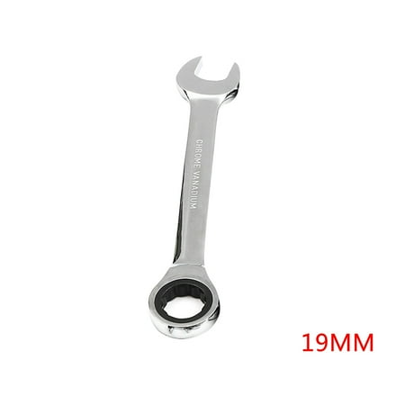 

Worallymy 19mm Gear Wrench Chrome Vanadium Steel Metric Fixed Head Ratchet Spanner Hand Tools