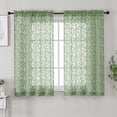 thumbnail image 2 of MKHILL Botanical Leaf Pattern Sheer Curtains 54 Inch Length 2 Panels, Rod Pocket Voile Light Filtering Drapes for Kitchen Dining Room Living Room Bedroom, 42"W x 54"L, Sage Green, 2 of 9