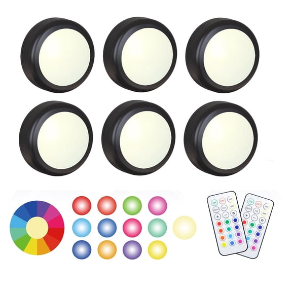 LED spotlight 6 pieces with 2 remote controls RGB design, multiple colors