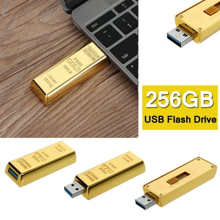 256GB Storage Novelty Gold Bar USB 3.0 Memory Stick Flash Drive PC