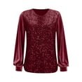thumbnail image 6 of Meichang Glitter Sequin Tops for Girls Long Sleeve Loose Fit Crew Neck Birthday Party Blouses Sparkly Comfy Velvet Shirts for 5-14 Years, 6 of 8