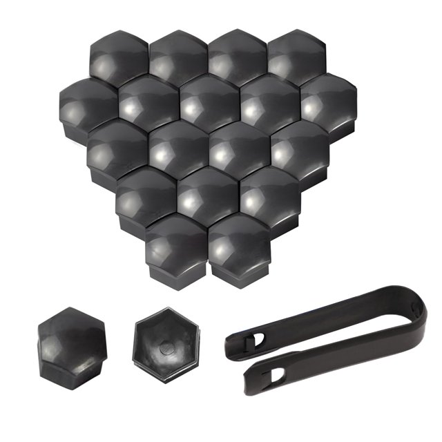 20 tapas para tuercas de rueda, tapas universales para tuercas de neumáticos de coche de 17 mm/cubierta de perno, perno hexagonal de plástico para neumáticos con herramienta de extracción (n