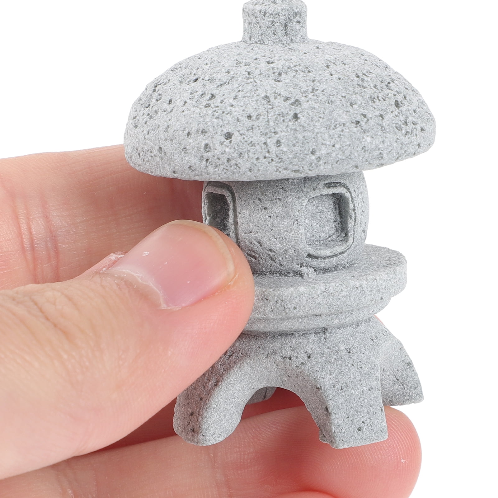 4pcs Sandstone Pagoda Mini Statue Stone Lantern Japanese Style Pagoda Lantern Yard Bonsai Decoration
