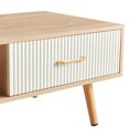 thumbnail image 5 of Auranook Rectangle Coffee Table with Solid Wood Legs, Drawer for Storage, Modern Table for Living Room , Natural, 5 of 9