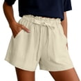 thumbnail image 2 of Admvng Wonens Shorts Casual Summer Loose Drawstring Comfortable Cotton Yoga Stretchy Work Short Pants With Pocket Size S-2XL, 2 of 5