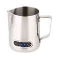 thumbnail image 2 of Jarra espumosa Irfora Jarra para vaporizar café expreso Jarra para espuma de leche expreso de acero inoxidable con termómetro Taza para espuma de café y leche Jarra para vaporizar café Jarra para bar Irfora Jarra espumosa, 2 of 7
