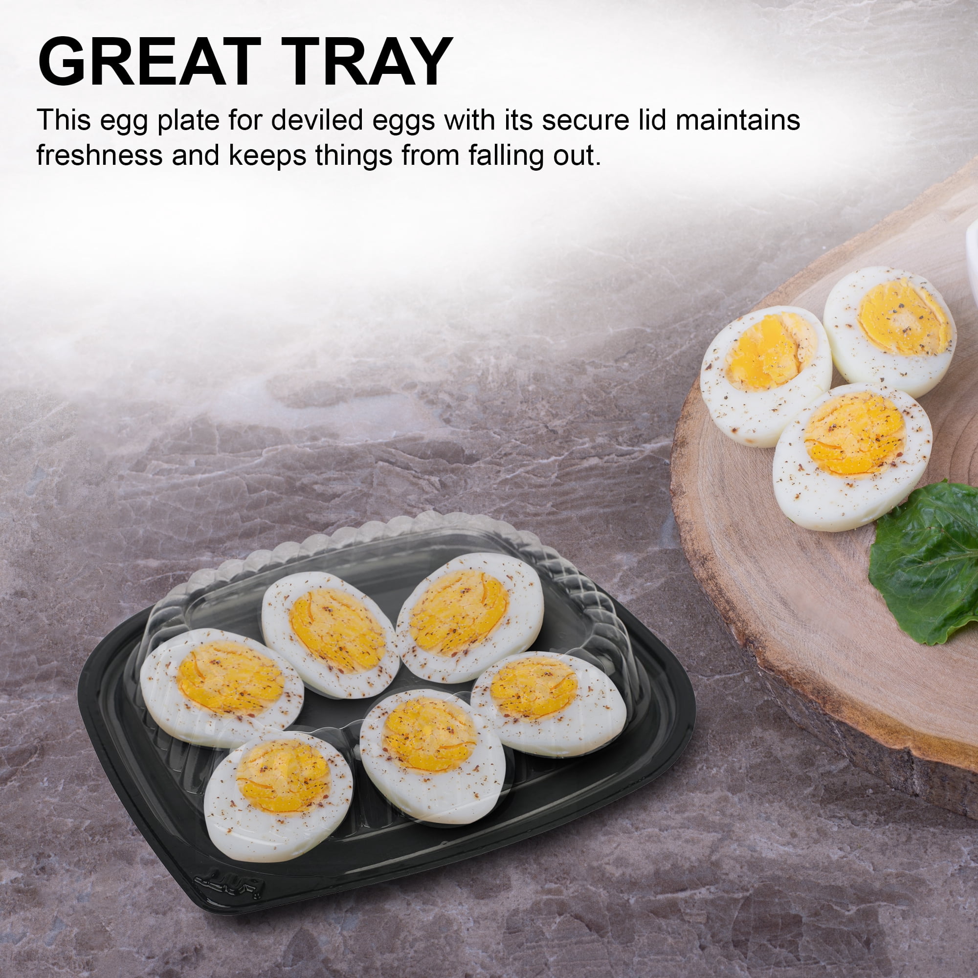 MT Products Plastic Deviled Egg Tray with Lid for 6 Eggs - Pack of 408