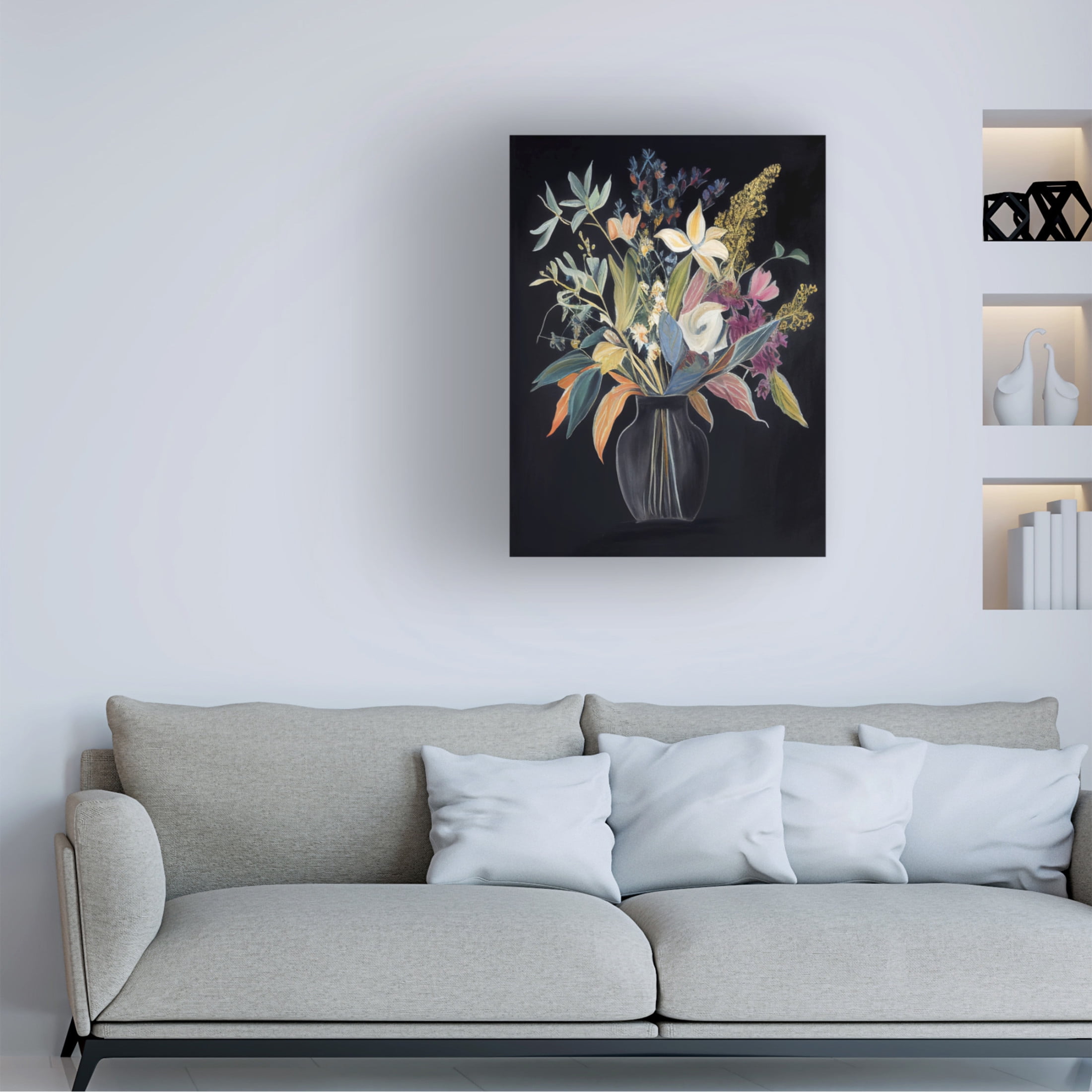 Canvas Wall Art - Sasha 'Flowers of the Night I' Wall Art for Living Room, Bedroom, or Office Décor by Trademark Fine Art - 35 x 47 Inches