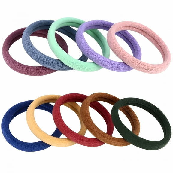 RAGUPEL 100Pcs Soft Hair Ponytail Holders, Seamless Hair Ties, Nylon Thick Hair Ties Bands, Large Hair Elastic Holders for Women No Damage for Heavy Hair, 2 Inch in Diameter, 5 Colors