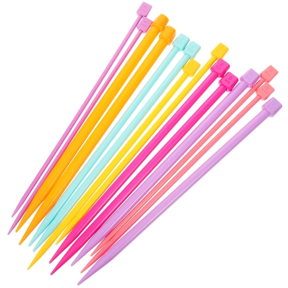 KALLORY 14-Piece Assorted Color Single Pointed Plastic Knitting Needles Set for Yarn Crafting