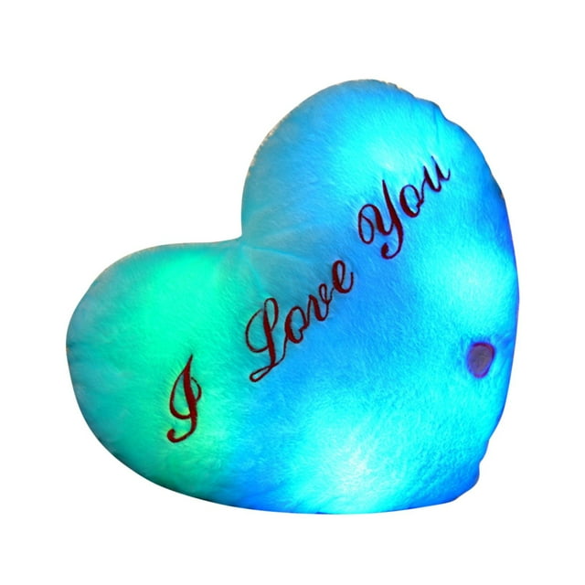 Yhmxh Almohada de San Valentín con forma de corazón, luz LED, cojín suave, regalo para el hogar y los niños.
