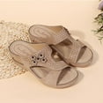 thumbnail image 4 of Kukoosong Summer Women Sandals Casual Beach Sandals for Women Summer Women Wedge Heel Shoes Hollow Out Sandals Roman Casual Slippers Khaki Size 38, 4 of 7
