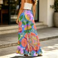 thumbnail image 6 of Sewkxo Womens Wide Leg Pants Drawstring Elastic High Waisted Ruffle Hem Palazzo Pants with Pockets,Saffron L, 6 of 6