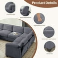 thumbnail image 4 of JUSTLET Oversized Modular Sectional Sofa, Large Corduroy Sectional Couches Sofa Set, Comfort 8 Seater U Shaped Sofa Cloud Couch for Living Room, Dark Gray, 4 of 10