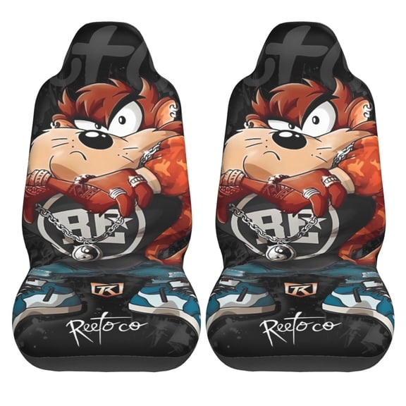 2PCS Universal Fit Car Seat Covers, Taz Mania Print Car Seat Cover For Front Seat Cushion Protectors Two Pcs Auto Accessories Bucket Seat Covers