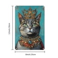 thumbnail image 2 of 1pc 8x12 Vintage Golden Crown Cat Metal Wall Art - Durable Iron, Regal Feline Design with Jewelry Accents, Easy to Install, Ideal for Home & Office Decor, 2 of 8