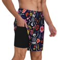 thumbnail image 2 of Fuzoiu Dancing Skeletons Floral Garden Print Men's Swim Shorts,Quick-Dry Double-Layer Swim Trunks,Board Trunks,Beach Shorts Swimwear Bathing Suits-, 2 of 6