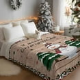 thumbnail image 3 of Christmas Snowman Flannel Blanket for Bed,Travel and Camping, Winter Pine Trees Xmas Snow Wood Grain Super Soft Cozy Blanket for All Seasons 60"x80", 3 of 9