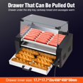 thumbnail image 4 of Huloretions Hot Dog Roller,18 Hot Dog Capacity 7 Hotdog Roller Grill,Stainless Steel Hot Dog Machine,Hotdog Machine with Bun Warmer,Dual Temperature Control,Glass Lid & Drip Tray for Party Home, 4 of 8