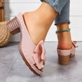 thumbnail image 4 of Dakaela Open Toe Heeled Sandals for Women Low Block Heels Bowknot Pumps Mules Backless Slip on Casual Wedding Dress Shoes Size 6-11 Pink, 4 of 9
