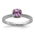 thumbnail image 3 of Auriga 925 Sterling Silver Created Pink Sapphire Ring for Women Size- 9, 3 of 6