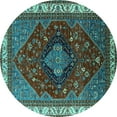 thumbnail image 1 of Ahgly Company Machine Washable Indoor Round Persian Turquoise Blue Traditional Area Rugs, 8' Round, 1 of 4